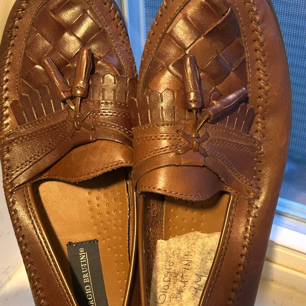 Men’s Brown Woven Tassel Loafers Giorgio Brutini Sz 9